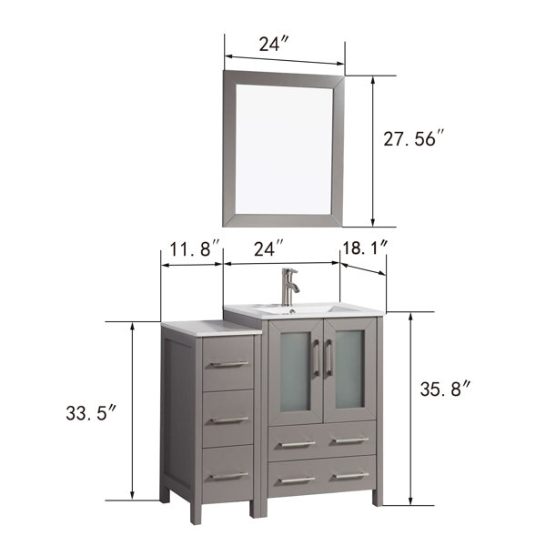 Wade Logan® Karson 36" Single Bathroom Vanity Set with Mirror & Reviews